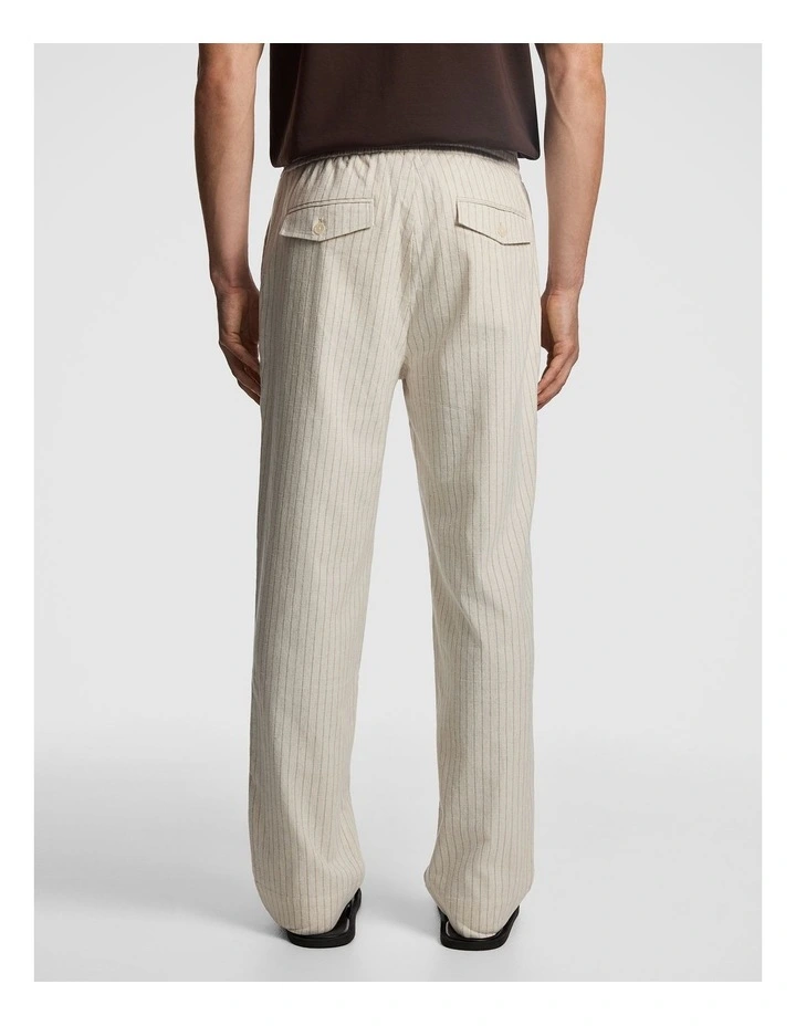 Don Pinstripe Cotton Blend Chino in Natural image 3