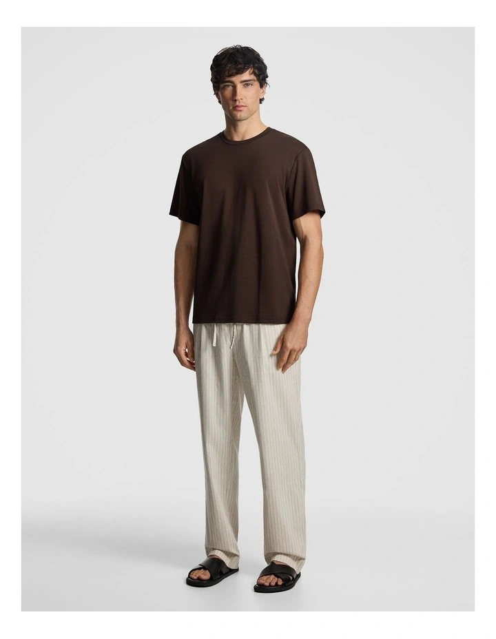 Don Pinstripe Cotton Blend Chino in Natural image 5