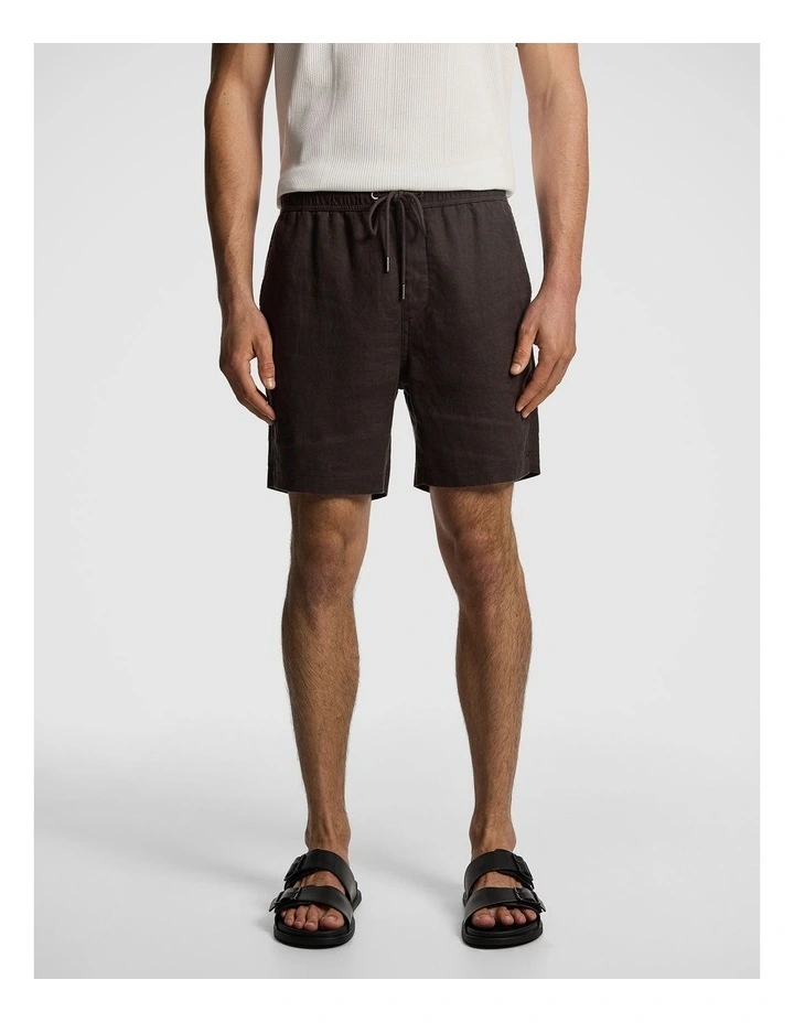 Manta Pure Linen Short in Chocolate image 1