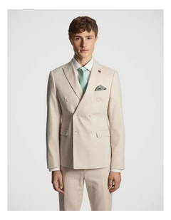 Carter Double Breasted Suit Jacket in Sand