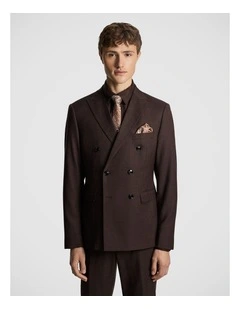 Luiji Double Breasted Suit Jacket in Chocolate
