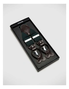 Leather Crosspatch Y-back Braces in Khaki