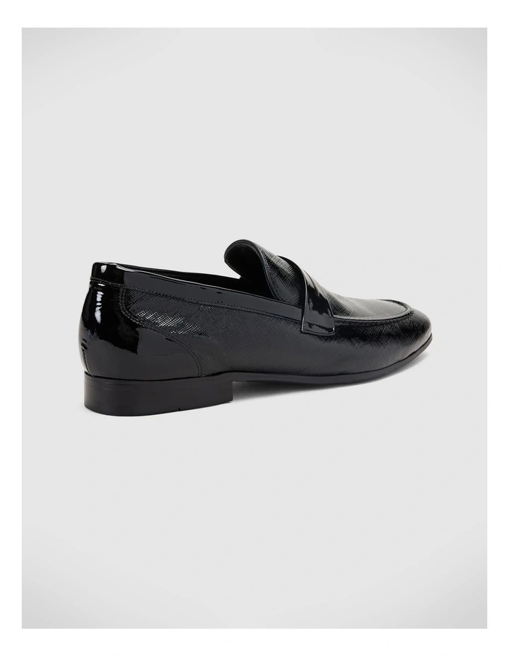 Patent Saffiano Texture Loafers in Black image 4