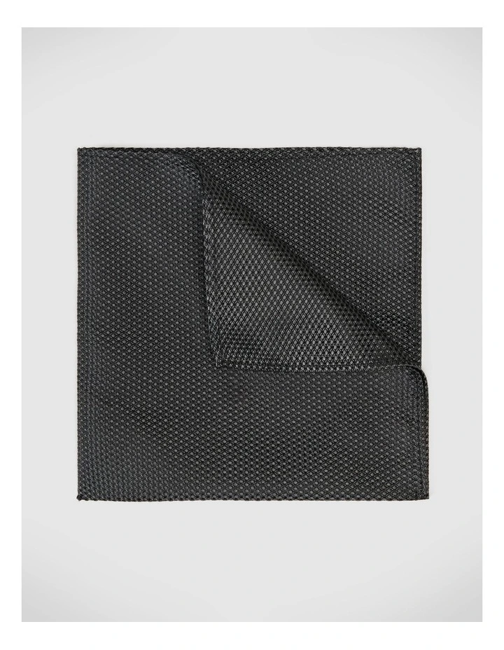 Silk Textured Two-Tone Pocket Square in Charcoal image 1