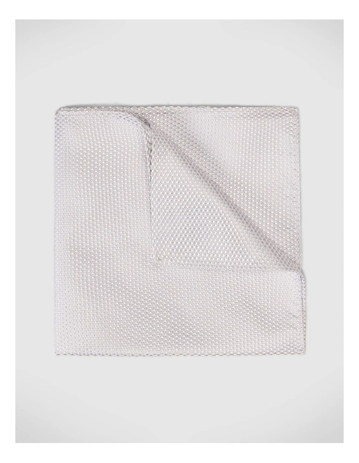 Silk Textured Two-tone Pocket Square in Stone image 1