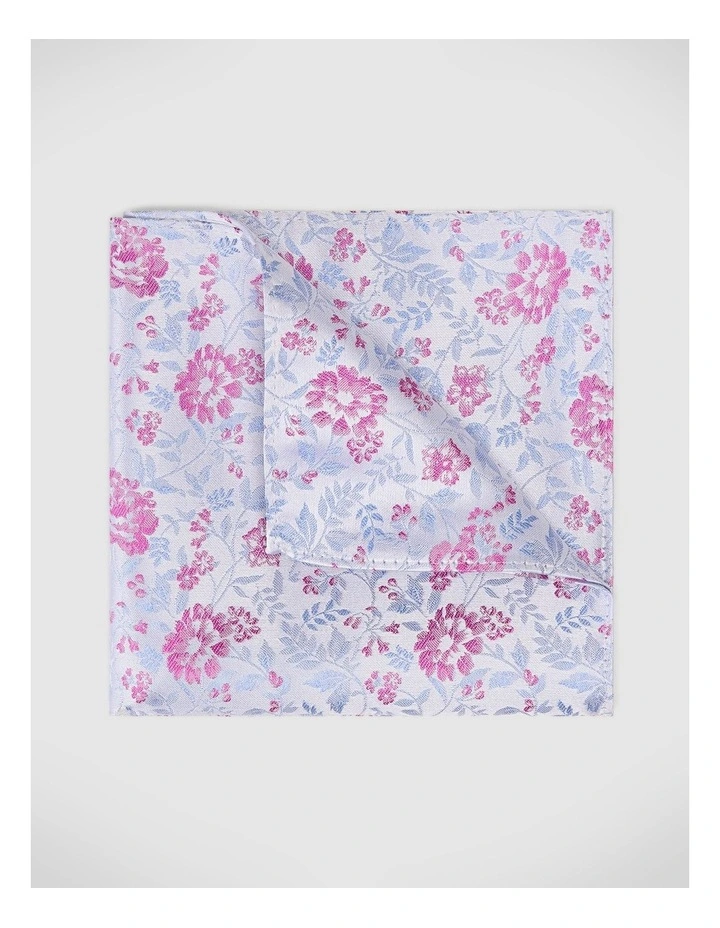 Floral Jacquard Silk Pocket Square in Pink image 1