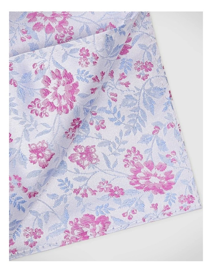 Floral Jacquard Silk Pocket Square in Pink image 2