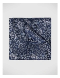 Floral Jacquard Silk Pocket Square in Navy