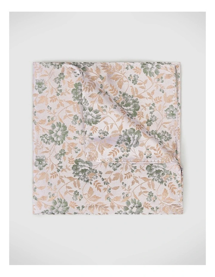 Floral Jacquard Silk Pocket Square in Neutral image 1