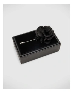 Fabric Flower Lapel Pin in Black