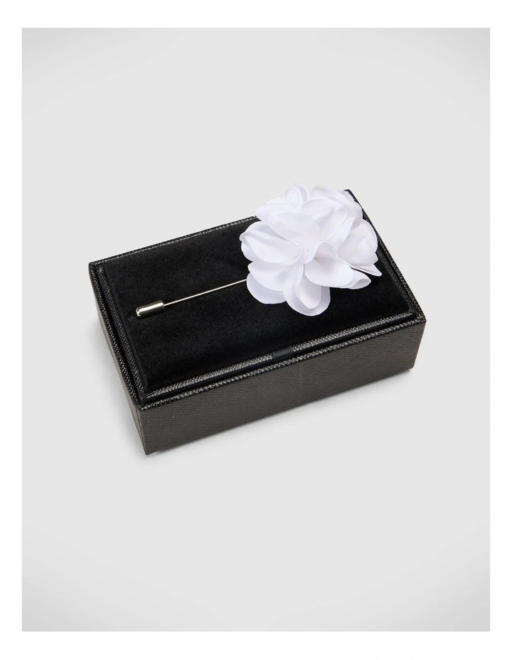 Fabric Flower Lapel Pin in White image 1