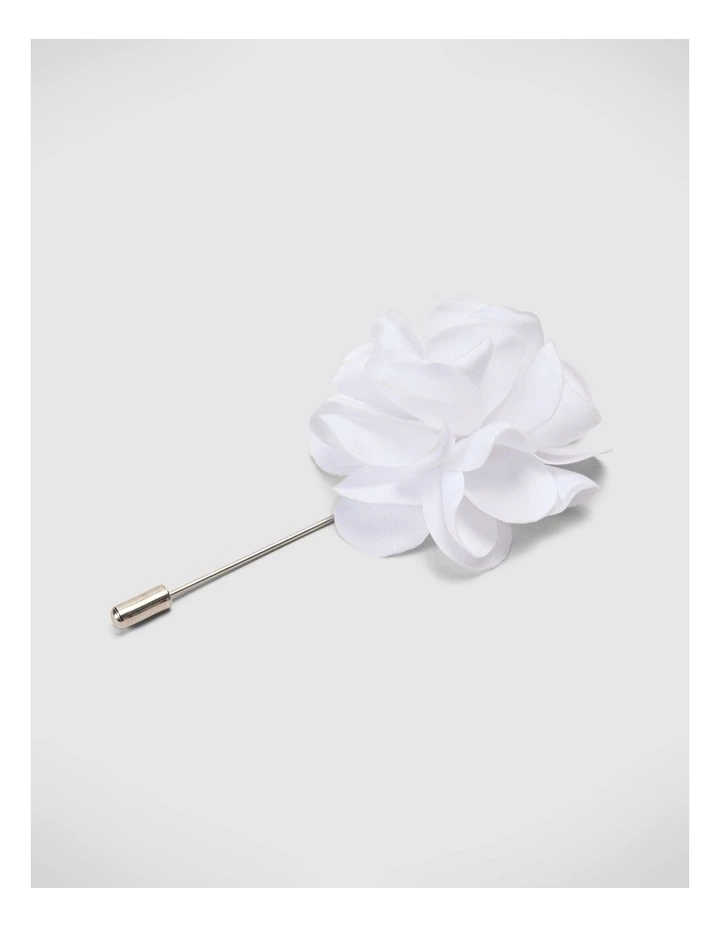 Fabric Flower Lapel Pin in White image 2