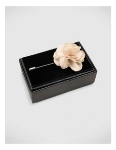 Fabric Flower Lapel Pin in Natural