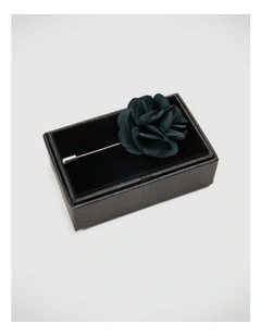 Fabric Flower Lapel Pin in Khaki