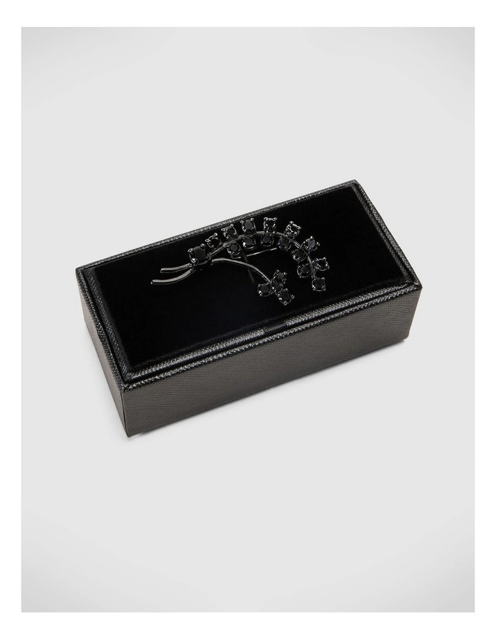 Crystal Floral Vine Lapel Pin in Gunmetal image 1
