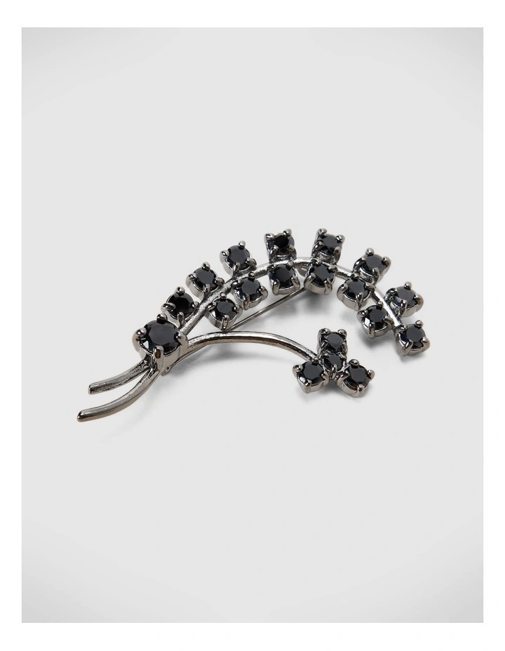 Crystal Floral Vine Lapel Pin in Gunmetal image 2