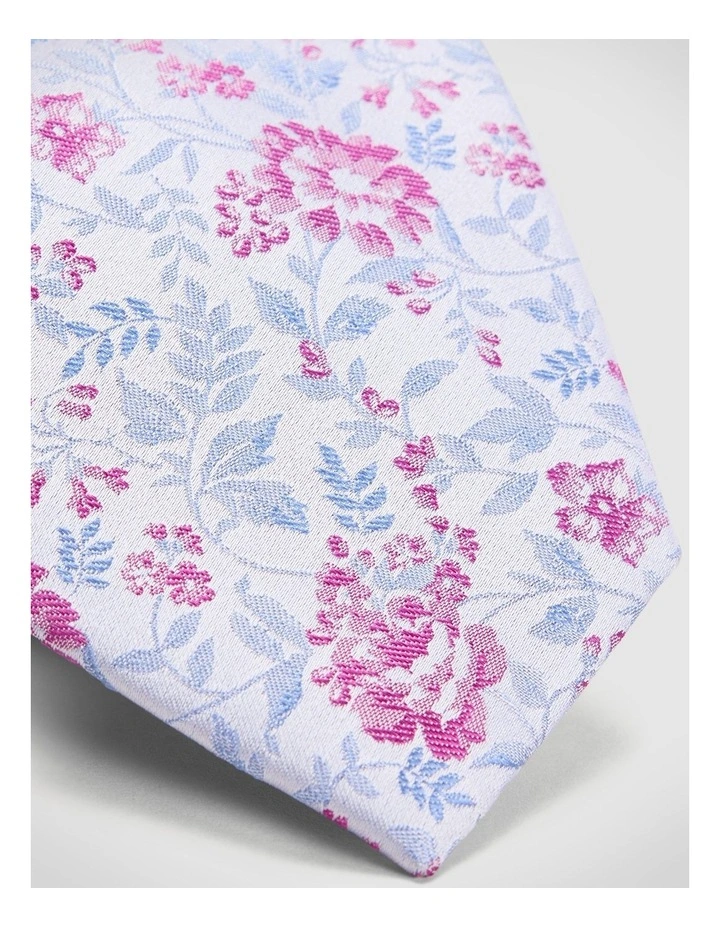 Floral Jacquard Silk Tie in Pink image 2