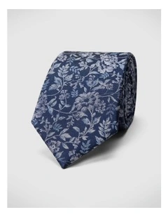 Floral Jacquard Silk Tie in Navy