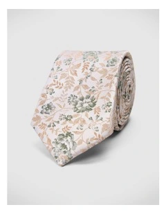 Floral Jacquard Silk Tie in Neutral