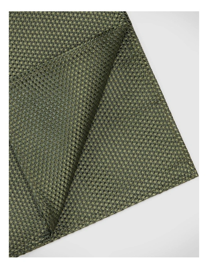 Silk Textured Two-tone Pocket Square in Khaki image 2