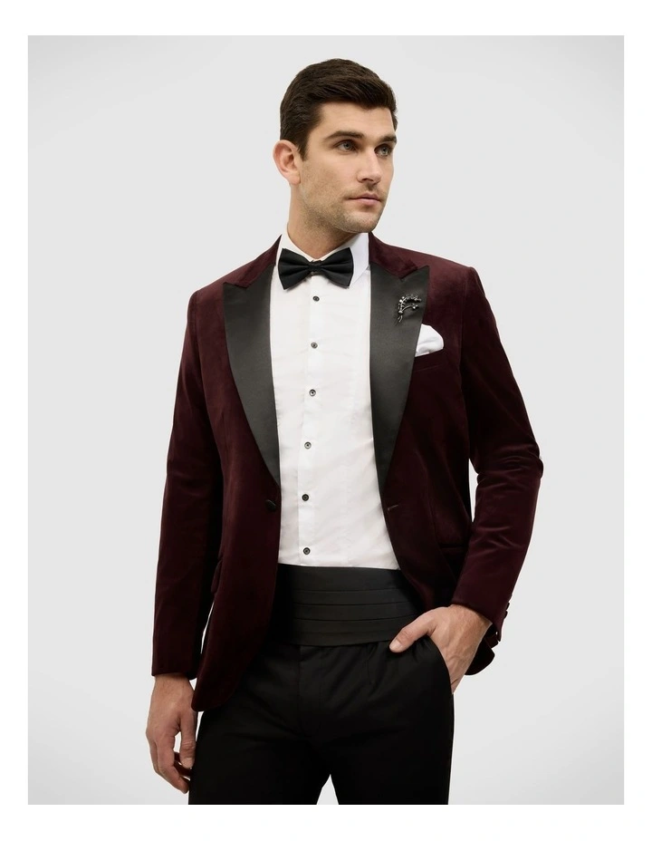 Velvet Black Tie Tuxedo in Burgundy image 4