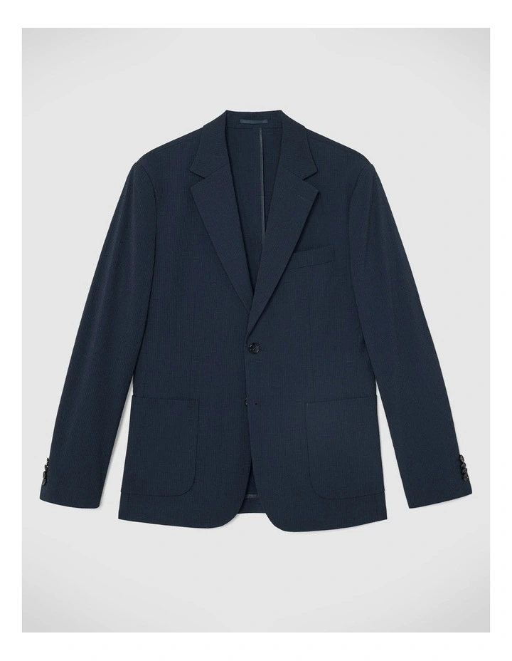 Seersucker Tailored Jacket in Navy image 2