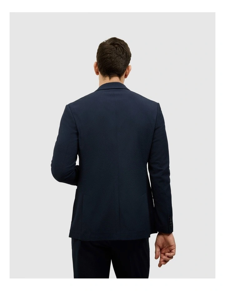 Seersucker Tailored Jacket in Navy image 5