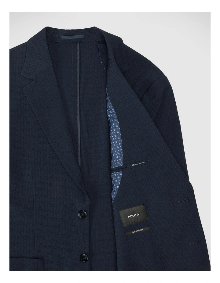 Seersucker Tailored Jacket in Navy image 7