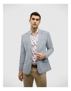 Single Breasted Textured Tailored Blazer in Navy