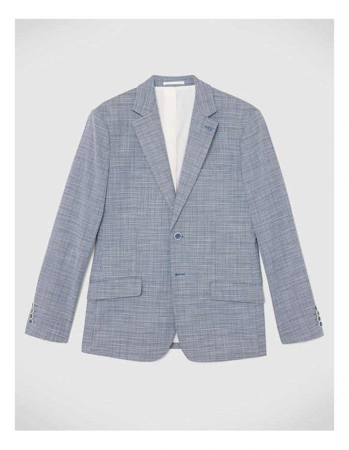 Single Breasted Textured Tailored Blazer in Navy image 2