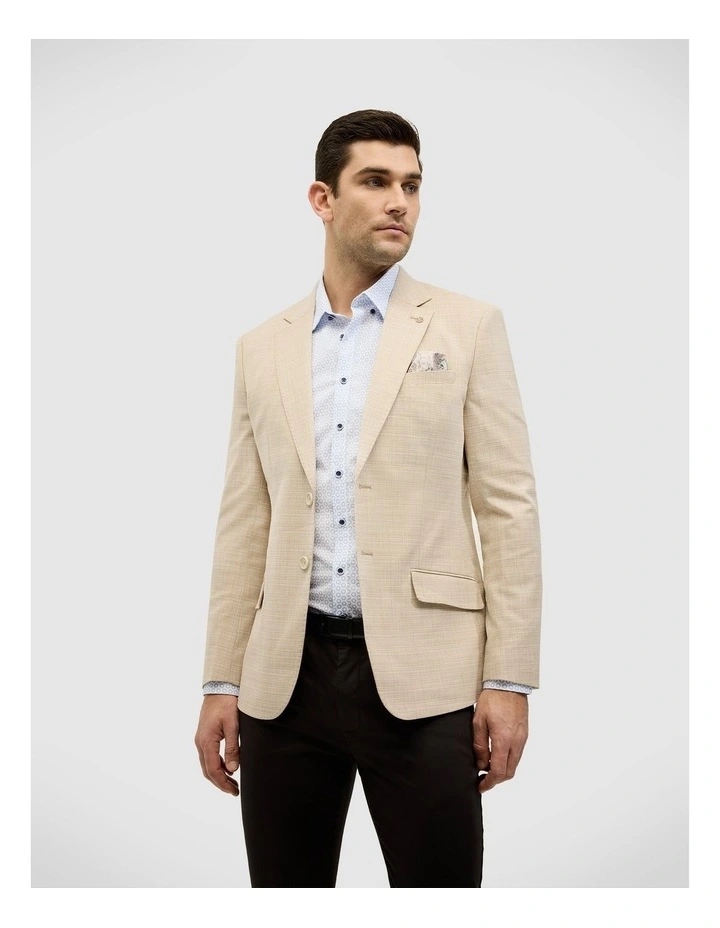 Single Breasted Textured Tailored Blazer in Fawn image 1