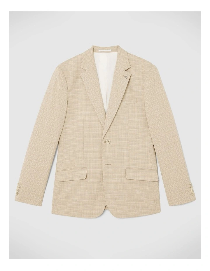 Single Breasted Textured Tailored Blazer in Fawn image 2