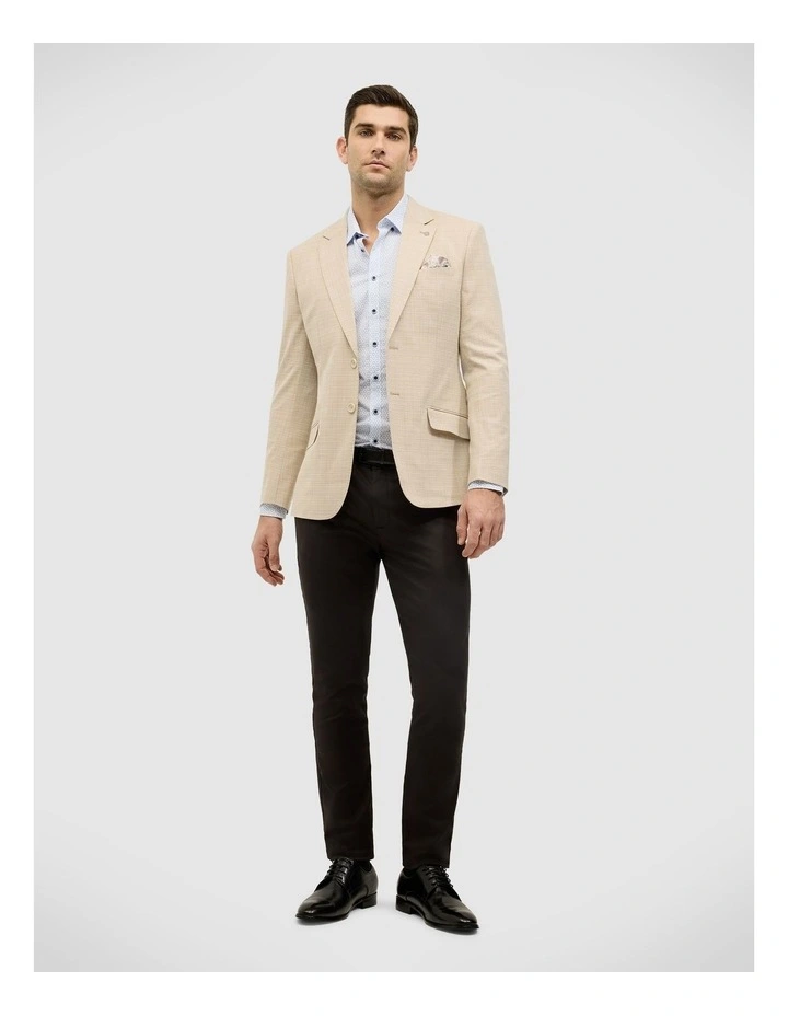 Single Breasted Textured Tailored Blazer in Fawn image 3