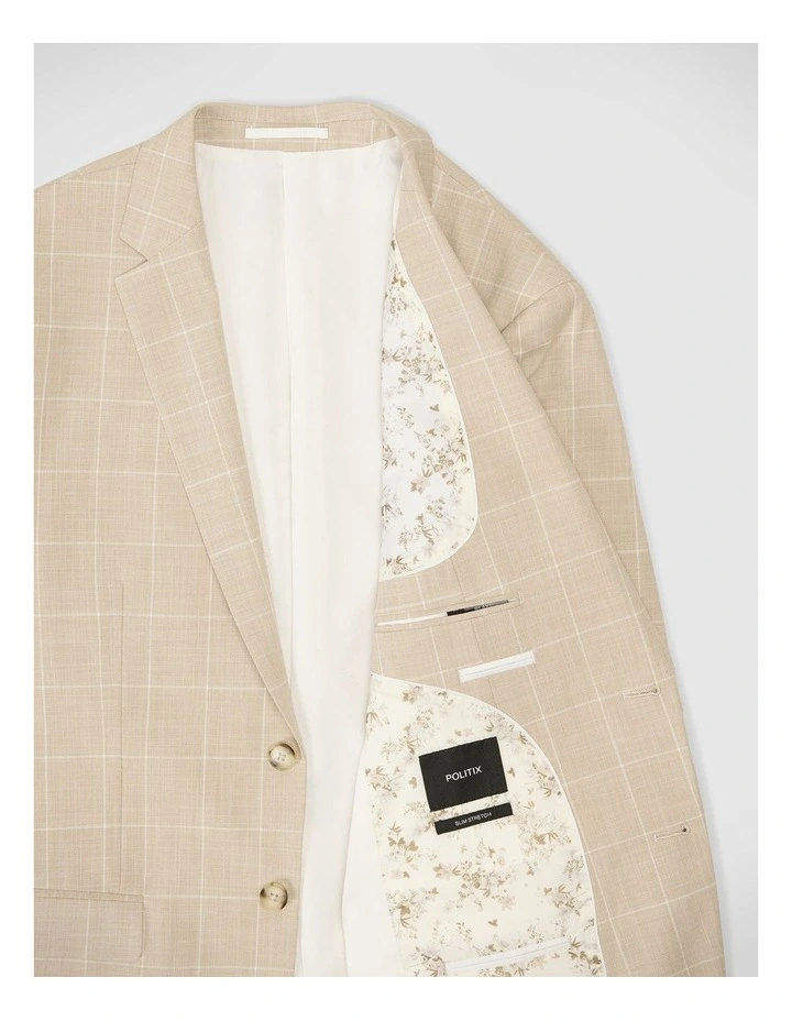 Windowpane Check Tailored Jacket in Natural Windowpane image 7