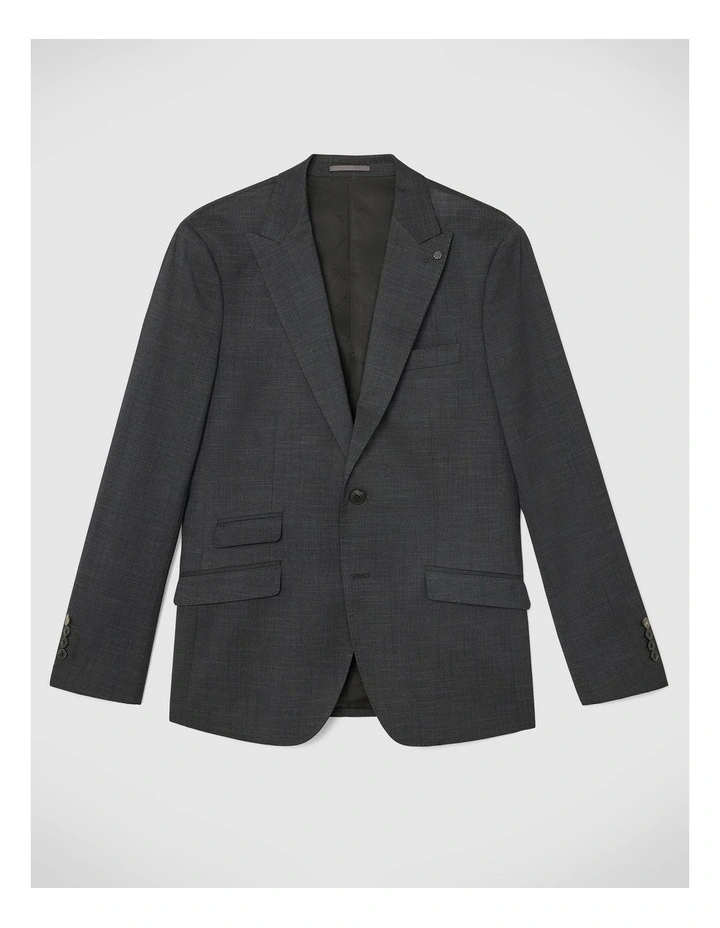Single Breasted Textured Tailored Jacket in Charcoal image 2