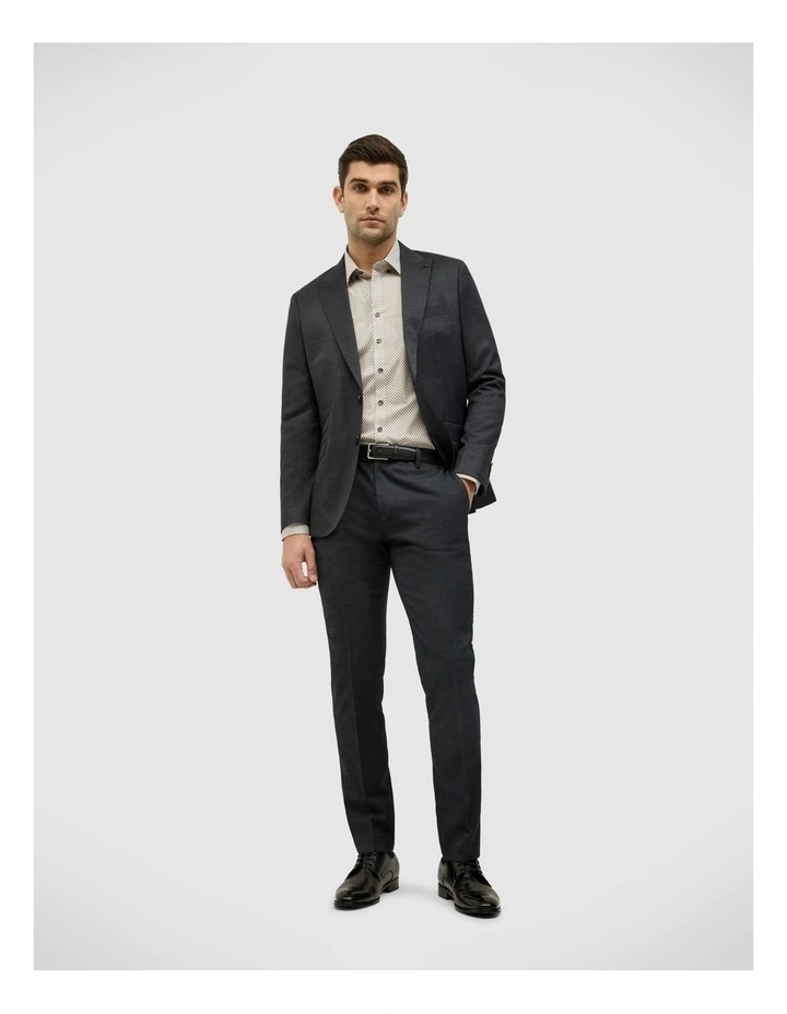 Single Breasted Textured Tailored Jacket in Charcoal image 3