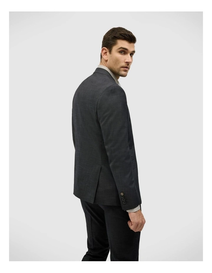 Single Breasted Textured Tailored Jacket in Charcoal image 5