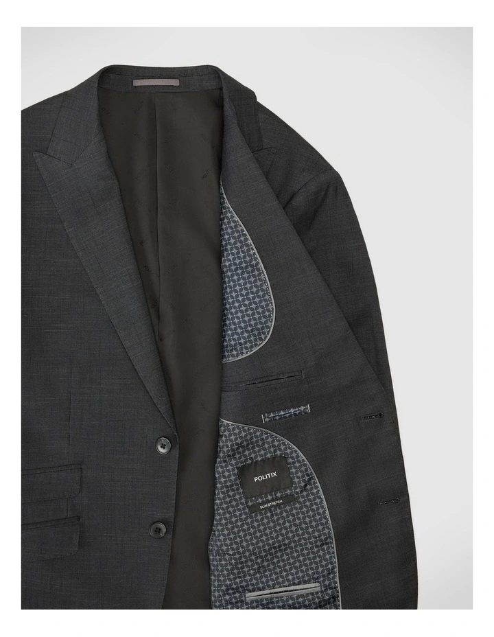 Single Breasted Textured Tailored Jacket in Charcoal image 7