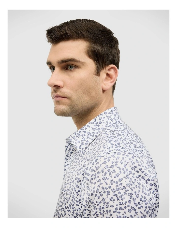 Ditsy Floral Print Long Sleeve Shirt in White image 5