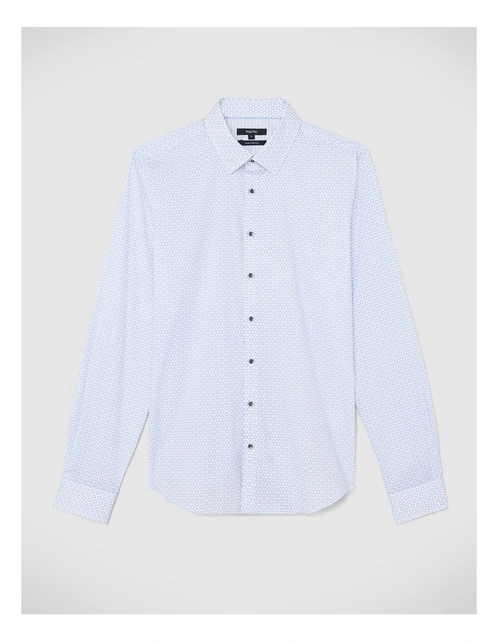 Geo Print Long Sleeve Shirt in Blue image 2