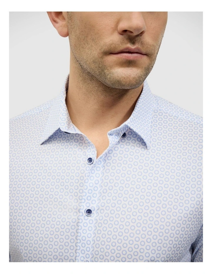 Geo Print Long Sleeve Shirt in Blue image 3