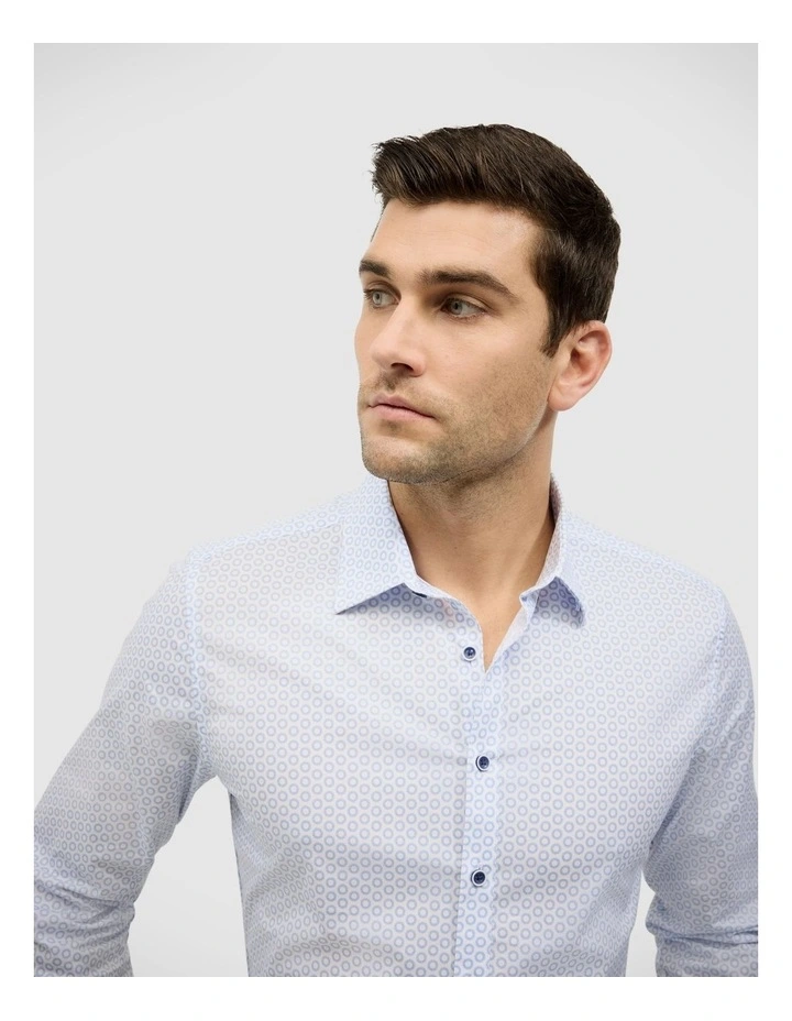 Geo Print Long Sleeve Shirt in Blue image 4