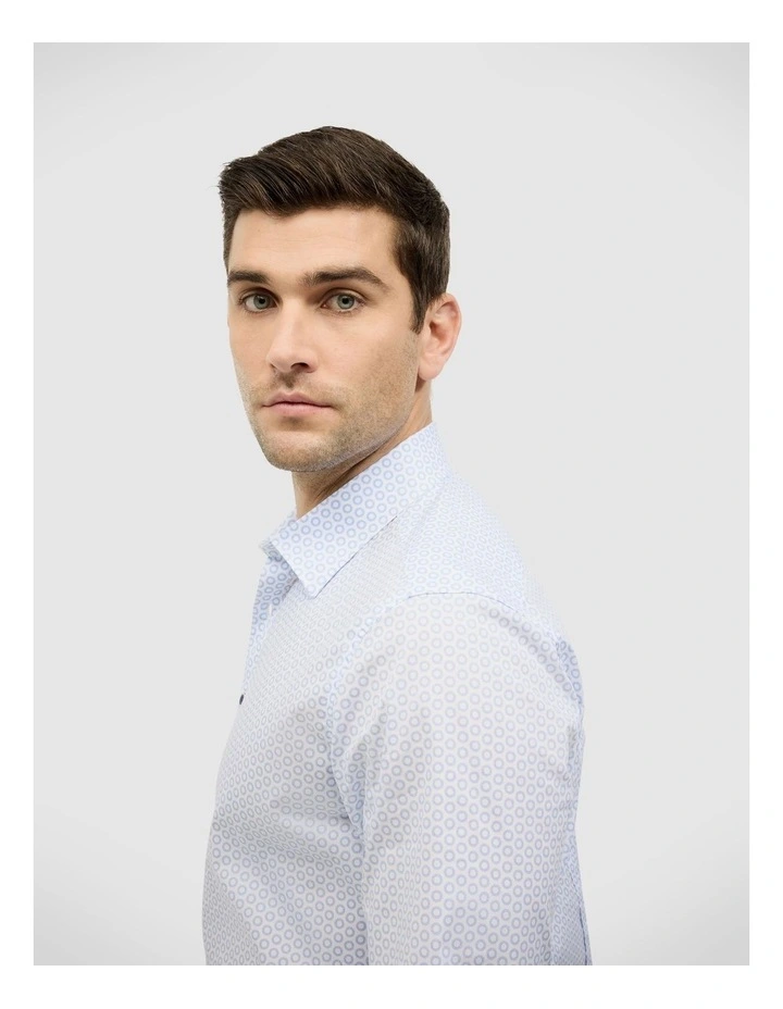 Geo Print Long Sleeve Shirt in Blue image 5