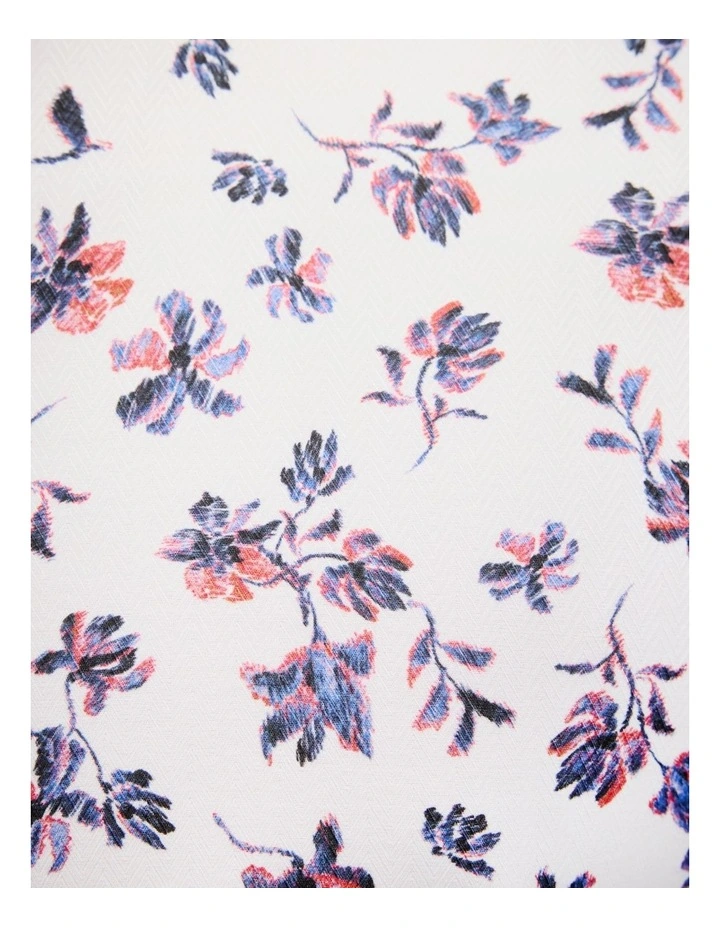 Two-tone Floral Print Long Sleeve Shirt in White image 6