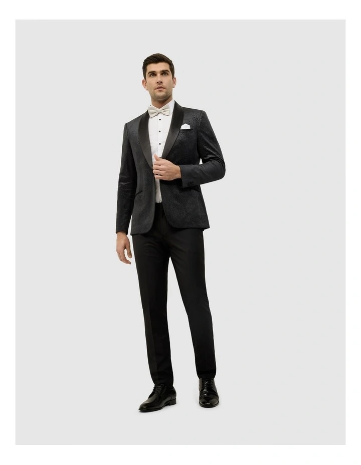Embossed Paisley Black Tie Tuxedo in Black image 3