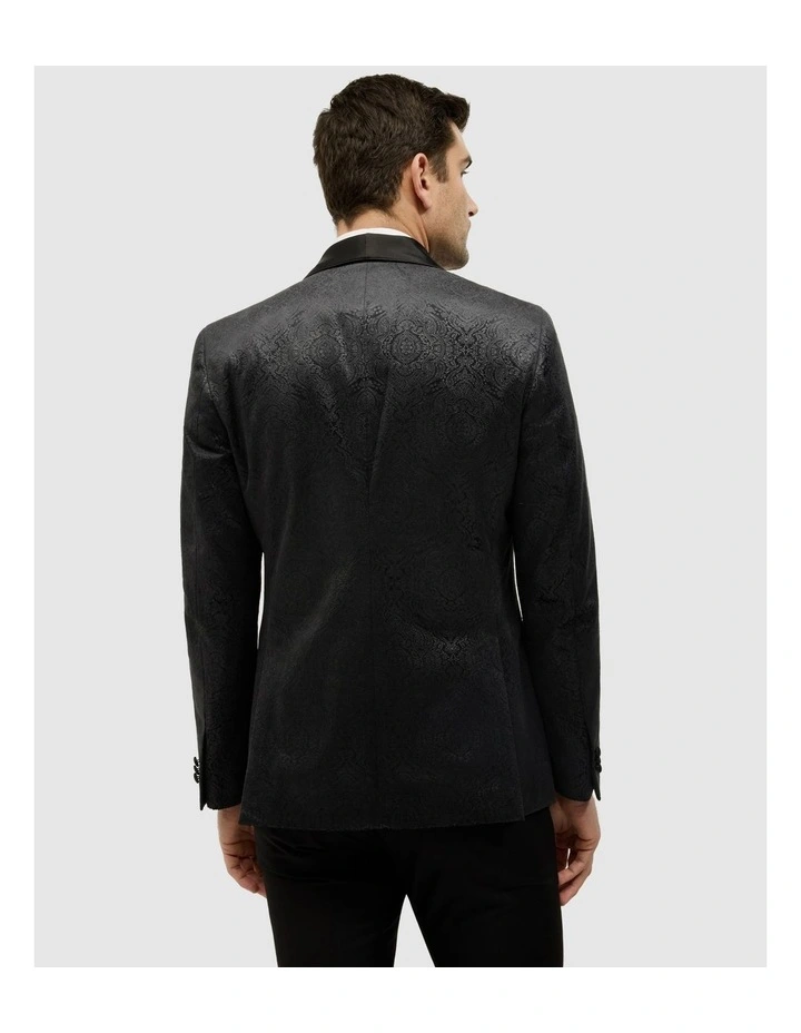 Embossed Paisley Black Tie Tuxedo in Black image 5