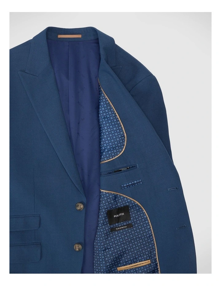 Single Breasted Tailored Jacket in Steel Blue image 7