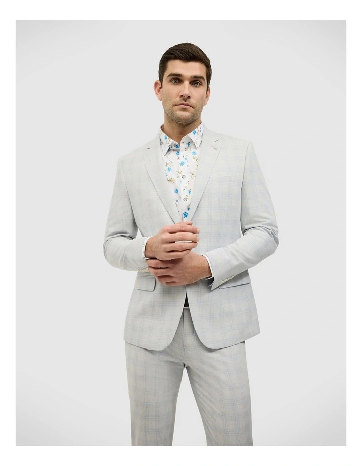 Prince Of Wales Check Tailored Jacket in Grey Check image 1