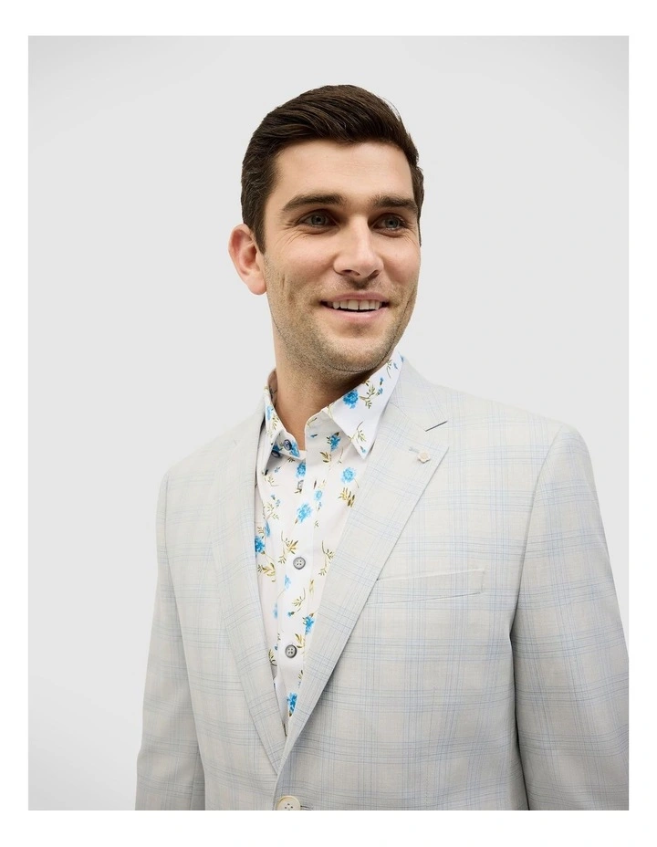 Prince Of Wales Check Tailored Jacket in Grey Check image 3