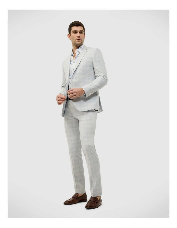 Prince Of Wales Check Tailored Jacket in Grey Check image 4
